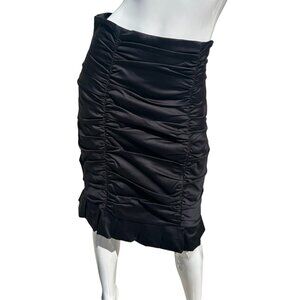 Y2K Nanette Lepore Wiggle Skirt Pencil Skirt Office Siren Black Ruched Ruffle 6